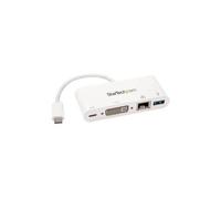 StarTech.com - Adaptador Multipuertos USB-C para Portátiles - Docking Station USB Tipo C DVI GbE con Hub Concentrador USB 3.0