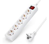 Aigostar Regleta alargador de 6 enchufes con cable de 1,5 metros e interruptor. Color Blanco