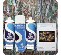 STARTER Kit Hidroimpresion: 1 Activador 400 ml + 1 barniz y color de fondo adecuados de 400 ml + 1 Manual + 1 Lámina hidroimpresión camuflaje. Ancho: 50cm. Largo: 100cm (HCA-172)