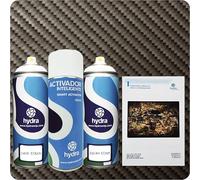 STARTER Kit Hidroimpresion: 1 Activador 400 ml + 1 barniz y color de fondo adecuados de 400 ml + 1 Manual + 1 Lámina hidroimpresión carbono negro y plata.. Ancho: 50cm. Largo: 100cm (HFC-132)