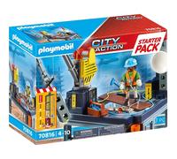 PLAYMOBIL 70816 City Action Starter Pack Construcción con grúa, Juguete para niños a Partir de 4 años
