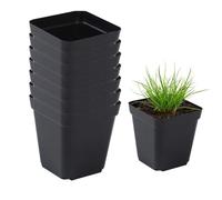Starter Plant Pots | Pots For Seedlings | Starter Potss 50pcs Seedling Cups Square Black Reusable | Seedling Potss with Drainage Holes Gardening Kit Nursery Pot For Plants Vegetables Fruits
