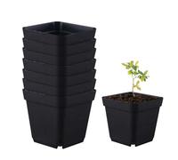 Starter Plant Pots | Pots For Seedlings | Starter Potss 50pcs Seedling Cups Square Black Reusable | Seedling Potss with Drainage Holes Gardening Kit Nursery Pot For Plants Vegetables Fruits