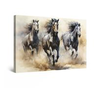 Startonight Cuadro en Lienzo Luminoso - Caballos Marrones Corriendo en la Arena - Animal, Cuadros Modernos Abstractos para Dormitorio, Impresiones Enmarcadas 60x90 cm, Decoración Pared Elegante