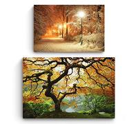 Startonight Cuadro en Lienzo | Naturaleza | Maple Tree y Invierno en Parque | Compre uno y Obtenga Dos
