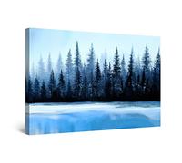 Startonight Cuadro Moderno en Lienzo - Artista de Abetos de Trullo Azul Abstracto - Grande Árboles Impresión Listo para Colgar Decoración Pintura Moderna y Contemporánea 80 x 120 cm Luminoso