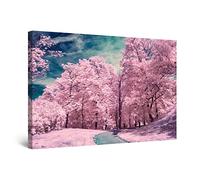 Startonight Cuadro Moderno en Lienzo - Bosque Rosa - Pintura Abstracta para Dormitorio, Impresiones Enmarcadas 60x90 cm, Decoración Pared, Idea de Regalo Elegante Luminoso Efecto Día y Noche
