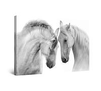 Startonight Cuadro Moderno en Lienzo - Caballos Blancos Amor - Pintura Abstracta para Dormitorio, Impresiones Enmarcadas 60x90 cm, Decoración Pared, Idea de Regalo Elegante Efecto Día y Noche