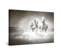 Startonight Cuadro Moderno en Lienzo - Caballos en la Carrera - Pintura Abstracta para Dormitorio, Impresiones Enmarcadas 60x90 cm, Decoración Pared, Idea de Regalo Elegante Efecto Día y Noche