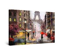 Startonight Cuadro Moderno en Lienzo - Calle Coloreada de París - Pintura Urbana para Salon Impresiones Enmarcadas 80x120 cm, Grande Decoración Pared, Idea de Regalo Elegante Efecto Día y Noche