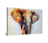 Startonight Cuadro Moderno en Lienzo - Elefante Viejo - Grande Impresión Listo para Colgar Decoración Pintura Moderna y Contemporánea 80 x 120 cm Efecto Día y Noche - Brilla en la Oscuridad