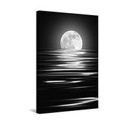 Startonight Cuadro Moderno en Lienzo La Luna, Paisaje Nocturno Para Salon Impresiones Enmarcadas 80x120 cm, Grande Decoración Pared, Idea de Regalo Elegante Efecto Día y Noche Luminoso