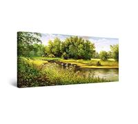 Startonight Cuadro Moderno en Lienzo Paisaje de País y Lago, Pintura Naturaleza Para Salon Decoración 60 x 120 cm Decoración Pared, Idea de Regalo Elegante Efecto Día y Noche Luminoso