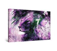 Startonight Cuadro Moderno en Lienzo Pintura Abstracta Animales, León Morado y Mujer Mezclados, para Dormitorio, Impresiones Enmarcadas 60x90 cm, Decoración Pared, Idea de Regalo Elegante
