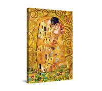 Startonight Cuadro Moderno en Lienzo Pintura Árbol de la vida, Beso Klimt, Decoración Enmarcada Para Salon, Grande 80 x 120 cm Idea de Regalo Elegante - Efecto Día y Noche - Brilla en la Oscuridad