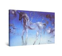 Startonight Cuadro Moderno en Lienzo Salvador Dali Unicornio, Pintura Abstracta para Dormitorio, Impresiones Enmarcadas 60x90 cm, Decoración Pared, Idea de Regalo Elegante Efecto Día y Noche