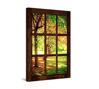 Startonight Cuadro Moderno en Lienzo Ventana a Una Brillante Mañana, Pintura Árboles para Dormitorio, Impresiones Enmarcadas 60x90 cm, Decoración Pared, Idea de Regalo Elegante Efecto Día y Noche