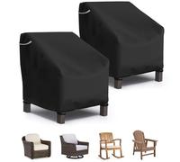 STARTWO Juego de 2 Fundas para sillas de Patio, Impermeables, para Muebles de Exterior, Ajuste para 32 Pulgadas de Largo x 37 Pulgadas de Ancho x 36 Pulgadas de Alto, Funda de Asiento Profundo para