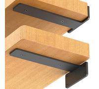 Paquete de 6 soportes flotantes para estantes, soporte de estante industrial resistente de 6 pulgadas, soportes en L de metal negro para estantes de bricolaje (1/5 pulgadas de grosor)