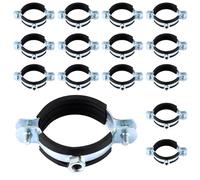 STARVAST - 15 abrazaderas de acero inoxidable V4A con inserto de goma 48-55 mm, rango de sujeción 48-55 mm, rosca de conexión con tuerca combinada M8