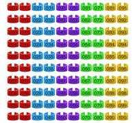 STARVAST 400 anillos de pata de pollo con 5 colores, 16 mm, numeradas para identificación de pollo, bandas de tobillo para aves de corral, para bantam, pato, guinea y pájaros medianos