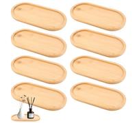 STARVAST 8 bandejas de bambú ovaladas pequeñas redondas de madera de bambú, bandeja para servir, bandeja pequeña, bandeja para servir, posavasos suculentas, bandeja para posavasos de té (20 x 10 x 1