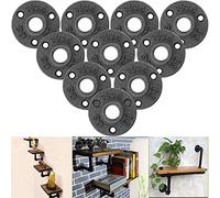 STARVAST - Brida de suelo (10 unidades, 1/2 pulgadas, bridas roscadas, bridas de tubería, hierro fundido, negro, conexión roscada, 3 agujeros, para industrial, muebles y decoración de bricolaje,
