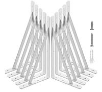 Starvast - Escuadra de pared, 10 soportes triangulares de 90 grados de acero, escuadras de 250 mm x 160 mm, soporte angular con 50 tornillos y 20 anclajes (blanco)