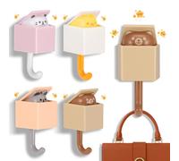 Starvortex 4Pc Creativo Gato Gancho Decorativos, Expulsar Perchero Infantil, Fuerte Autoadhesivo Perchero Niños, Sin Perfora Perchero Puerta Infantil, Lindo Adhesivos süß wandhaken selbstklebend
