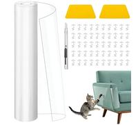 Starvortex 60M Protector Sofa Gatos Arañazo Kit, 30cm×5M Antiarañazos Gatos Sofa, Engrosar Transparente Protector Puertas Arañazos Perro, No Daña los Muebles Rascador Gatos Adhesivo Alfombras Puerta