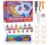 Starvortex Pintura de Mármol de Agua, Magic Marbling Art Kit Pintura Niños (12 colores), Pintura Marmol kit Manualidades Niños, DIY Manualidades Niñas Regalos Niños6-12 Años Para Cumpleaños y Navidad