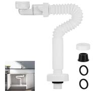 Starvortex Sifón Lavabo Flexible, 1 1/4" Tubo Desagüe Lavabo de 1 1/4 Pulgadas Antiolor, 320-780 mm Sifón Lavabo Extensible, Desague Fregadero que Ahorra Espacio para Cocinas y Baños (Blanco)