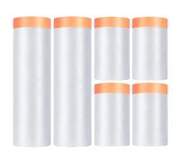 Starward 6 Piezas Cinta Carrocero para Pintar, 120M Plastico Cubretodo, Cinta Carrocero Pintura, Rollos de Plastico 4 × 55 CM*20 M+2 × 150 CM*20M, para Proteger Muebles, Proteger Pisos