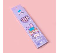 STARWAVE 6Pcs/Pack Wooden Lead Pencil Set Cute Cartoon HB Pencil Animal Pencils Student Stationery Prize Gift for Kids Kawaii School Supplies(Rabbit Girl)