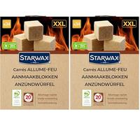 STARWAX - Cubos encendedores - hasta 20 min de combustión - Encendido rápido - No altera el Sabor de los Alimentos - Certificación PEFC - x34 Cubos (Paquete de 2)