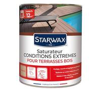 STARWAX - Saturador de alta protección para terrazas de madera incolora, 1 L, ideal para nutrir y proteger la madera, resistente a los rayos UV, antimanchas y antigrasa