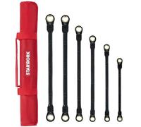 STARWORK TRUE MECHANIC Juego de 6 llaves de trinquete extralargas con cabezal flexible mιtrico y SAE de 120T, extremo de doble caja, con bolsa en