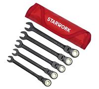 STARWORK TRUE MECHANIC™ - Juego de llaves de trinquete flexibles SAE y métricas, 5 unidades, 120T, profesional, con bolsa enrollable