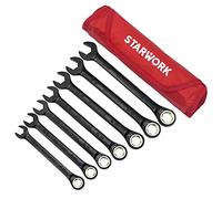 STARWORK TRUE MECHANIC™ Juego de llaves de trinquete métricas y SAE, 7 unidades, 120T, profesional, con bolsa enrollable