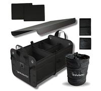 STARXTO Organizador de Maletero Coches y SUV, Plegable con Tapa, Ajustable, 2 en 1 Set - Caja Maletero - Bolsa Maletero Coche - Organizador Coche Maletero - Caja Plegable