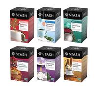 Stash Tea Holidays Are Here - Surtido de muestras variadas, con cafeína, sin OMG, verificado por el proyecto sin ingredientes artificiales, 18 unidades (paquete de 6), 108 bolsas en total