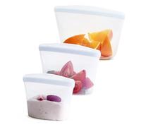 Stasher Bolsa de almacenamiento reutilizable de silicona, paquete de 3 cuencos (transparente) | Contenedor de almacenamiento de comida para comida