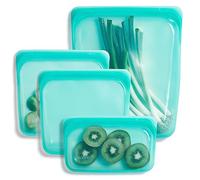 Stasher Bolsa de almacenamiento, reutilizable, de silicona platino de grado alimenticio, apta para lavavajillas, respetuosa con el medio ambiente, no tóxica, tamaño pequeño, 4 unidades, azul (aqua)