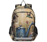 State Bags - Mochila para niños de 8 a 12 años: bolsas ajustables para libros de secundaria en varios colores - Old Watering Can Flowers Hummingbirds