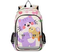 State Bags Mochila para niños de 8 a 12 bolsas casuales para libros para estudiantes en varios colores, diseño de gato lindo de dibujos animados
