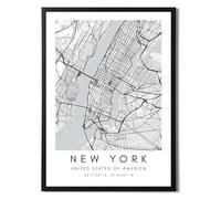 State Media Vision Juego individual de póster de mapa de la ciudad del mundo de Nueva York, impresión minimalista para dormitorio o sala de estar, arte de pared de Nueva York en blanco y negro (Nueva