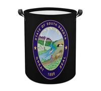 State Seal of South Dakota - Divertidas cestas de lavandería plegables e impermeables con asas de 13.8 x 13.8 x 17.3 pulgadas, 17.3 x 17.3 x 17.3 pulgadas