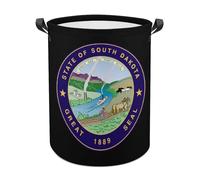 State Seal of South Dakota - Divertidas cestas de lavandería plegables e impermeables con asas de 13.8 x 13.8 x 17.3 pulgadas, 17.3 x 17.3 x 17.3 pulgadas