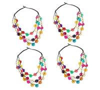 Statement Layered Coconuts Shell Necklaces Colorful African Beaded Wood Bead Chunky Necklace for Women
