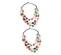 Statement Layered Coconuts Shell Necklaces Colorful African Beaded Wood Bead Chunky Necklace for Women